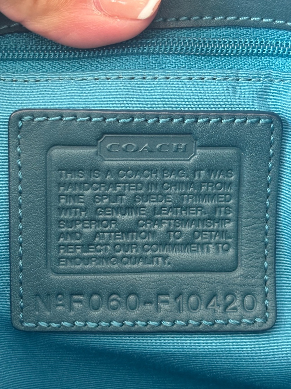 Coach 2006 NWT Hamptons Suede Hobo Bag, Teal Blue w/Silver Hardware NEW IN BOX - Picture 6 of 8